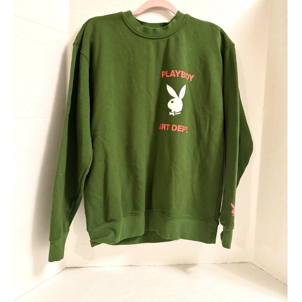 Pacsun Playboy Art Department Graphic Print Sweatshirt Green Men's Sz Small
